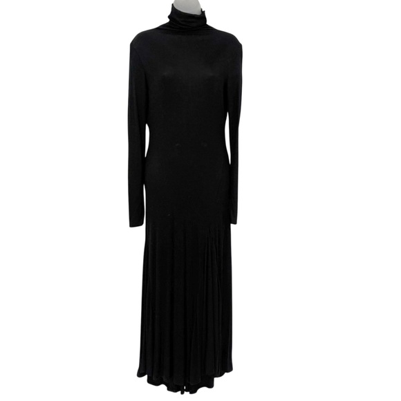 AG Jeans Chels Black Maxi Dress Turtleneck Front Slit Stretch Small NWOT - Picture 5 of 13